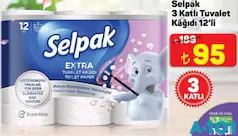 SELPAK 3 KATLI TUVALET KAĞIDI 12'Lİ